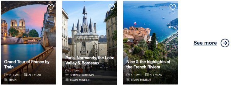 A selection of vacation packages in France