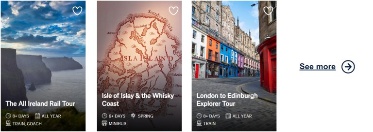 A selection of vacation packages in the Uk & ireland