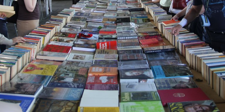 Books under Waterloo Bridge. Photo. Russell Trow via flickr.jpg