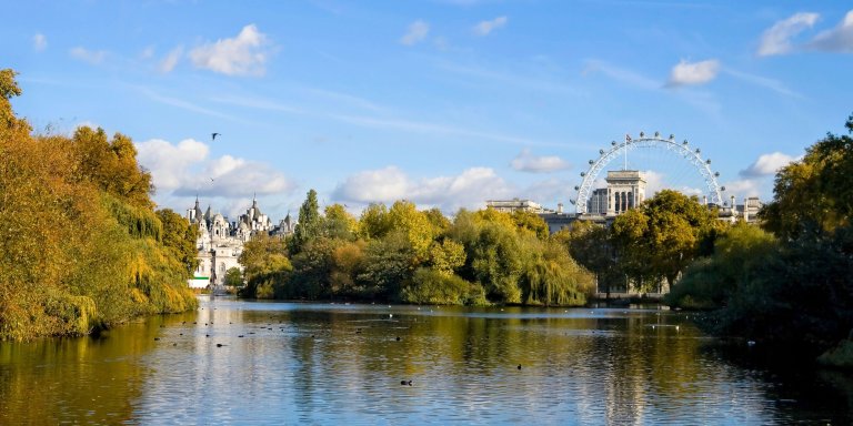 St James Park in London with view on the London Eye